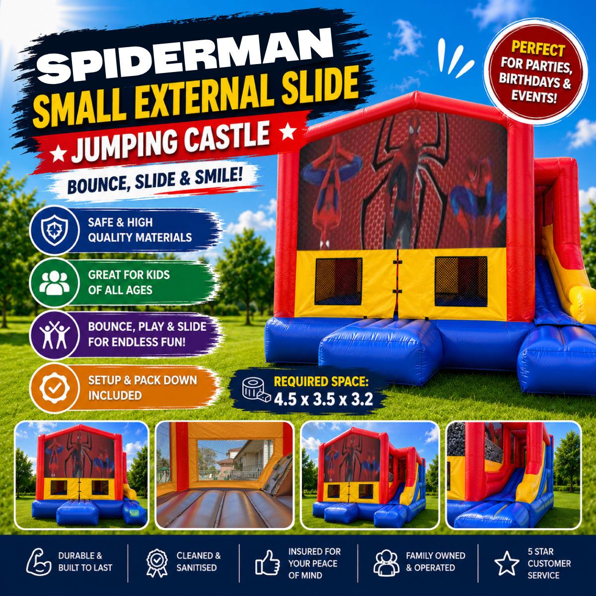 Spiderman Small External Slide Jumping Castle