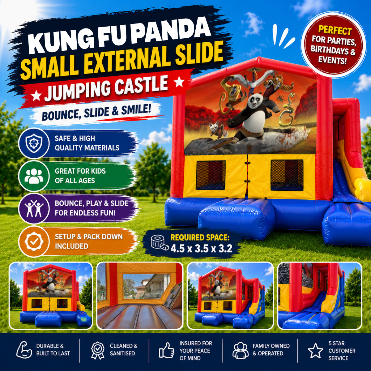 Kung Fu Panda Small External Slide Jumping Castle
