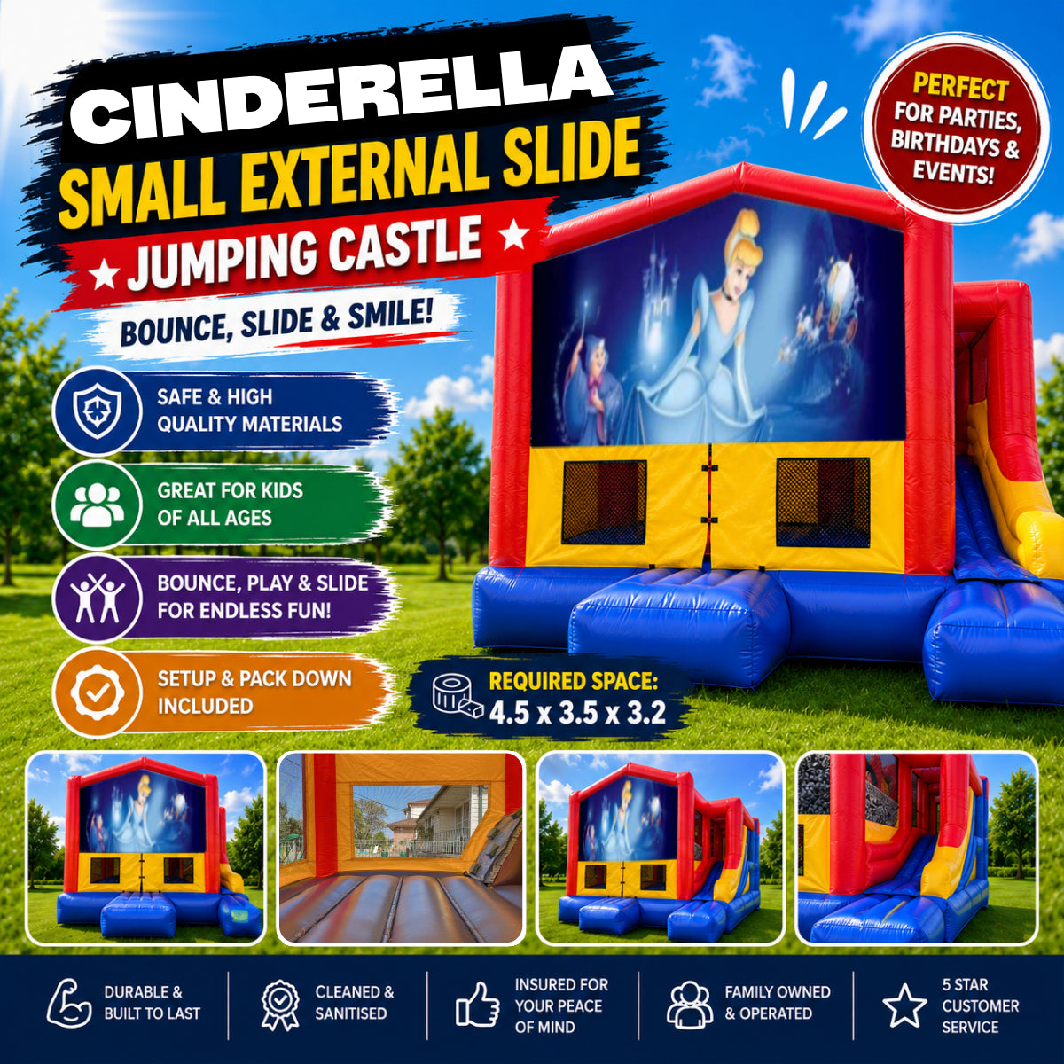 Cinderella  Small External Slide Jumping Castle