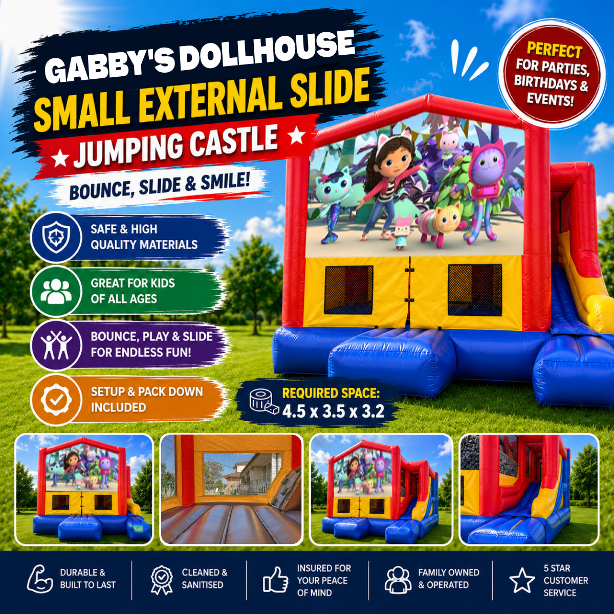 Gabby's Dollhouse  Small External Slide Jumping Castle