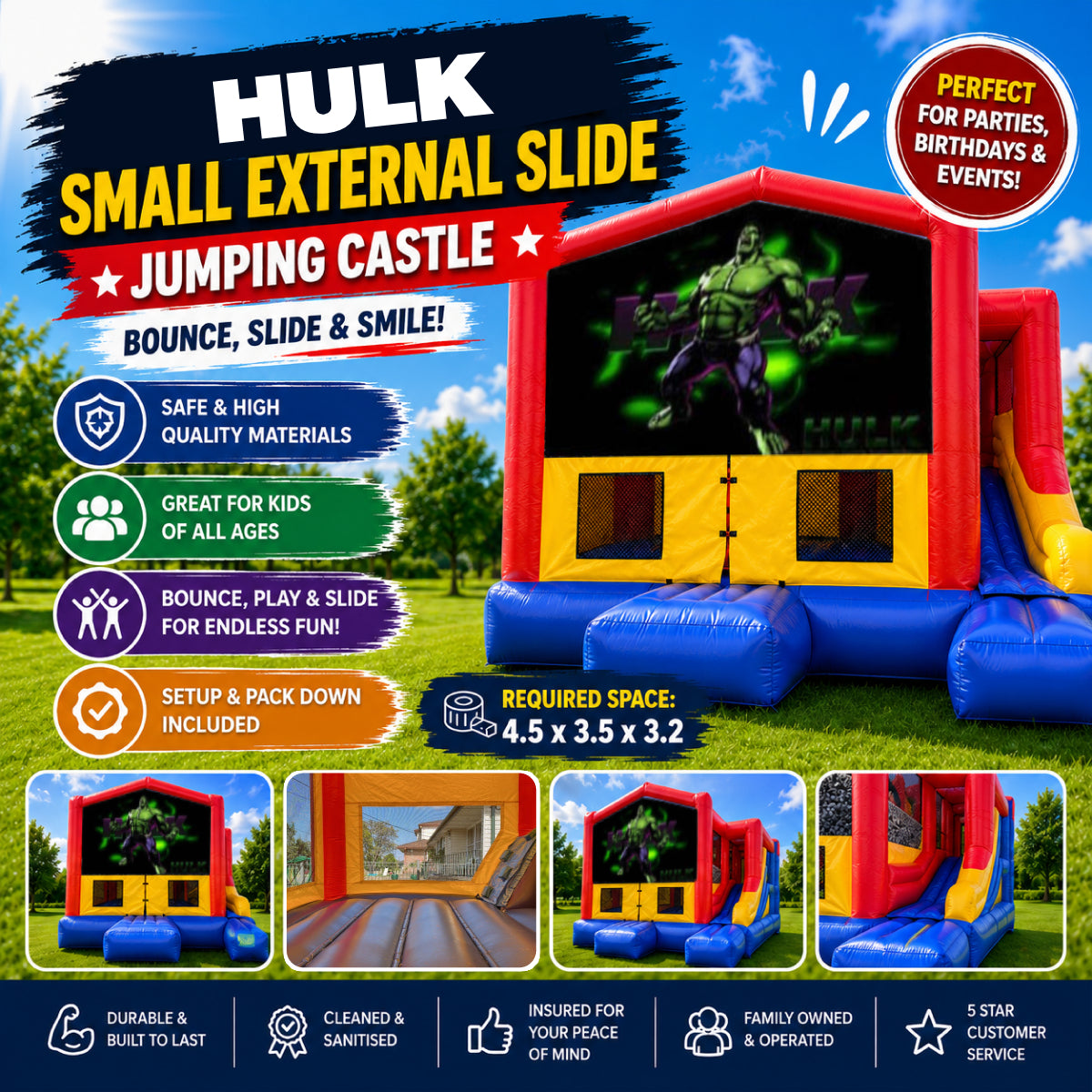 Hulk Small External Slide Jumping Castle