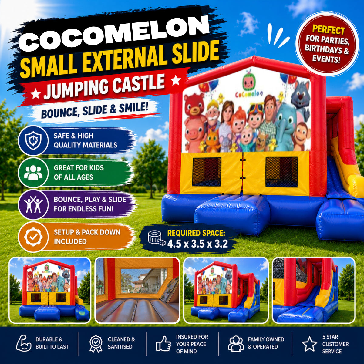 Cocomelon Small External Slide Jumping Castle