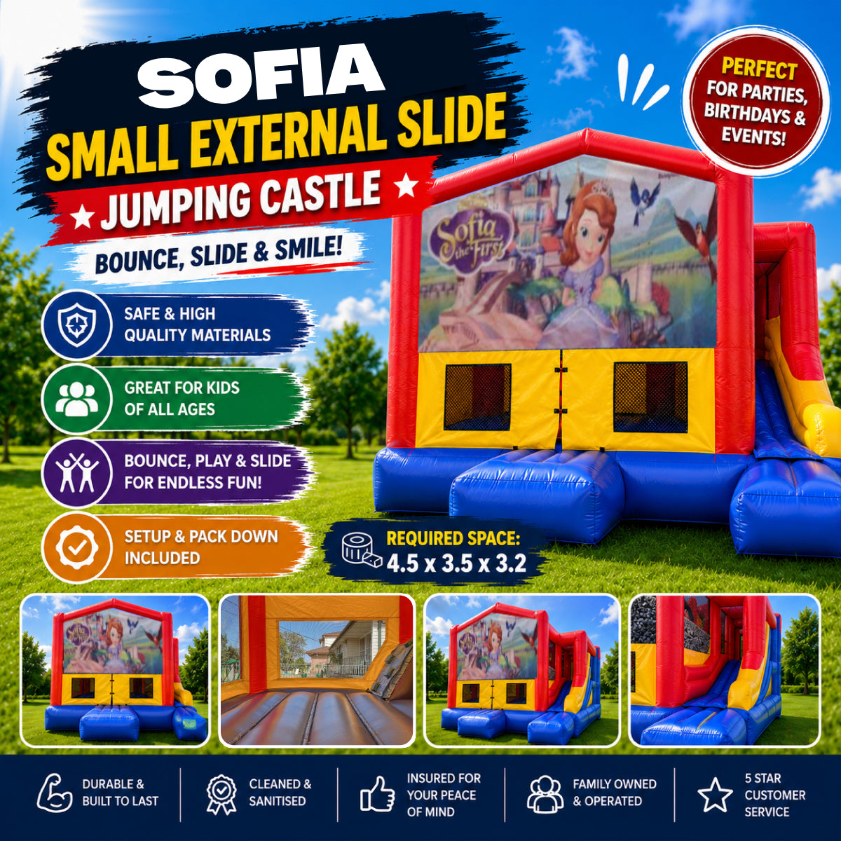 Sofia the First Small External Slide Jumping Castle