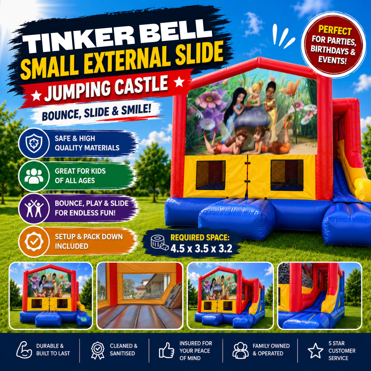 Tinker Bell Small External Slide Jumping Castle