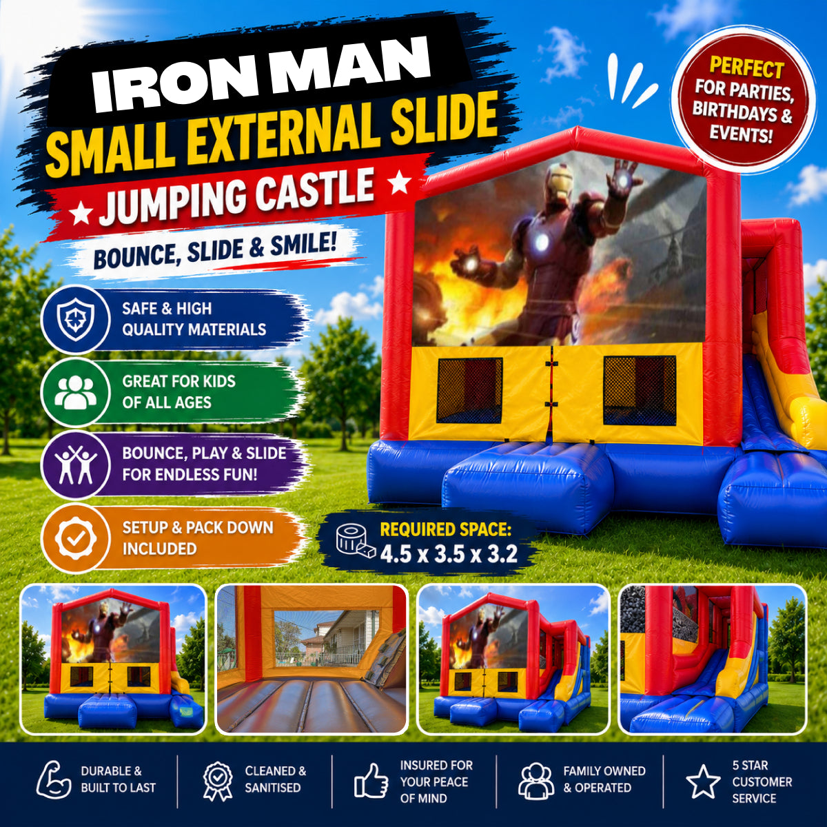 Iron Man Small External Slide Jumping Castle