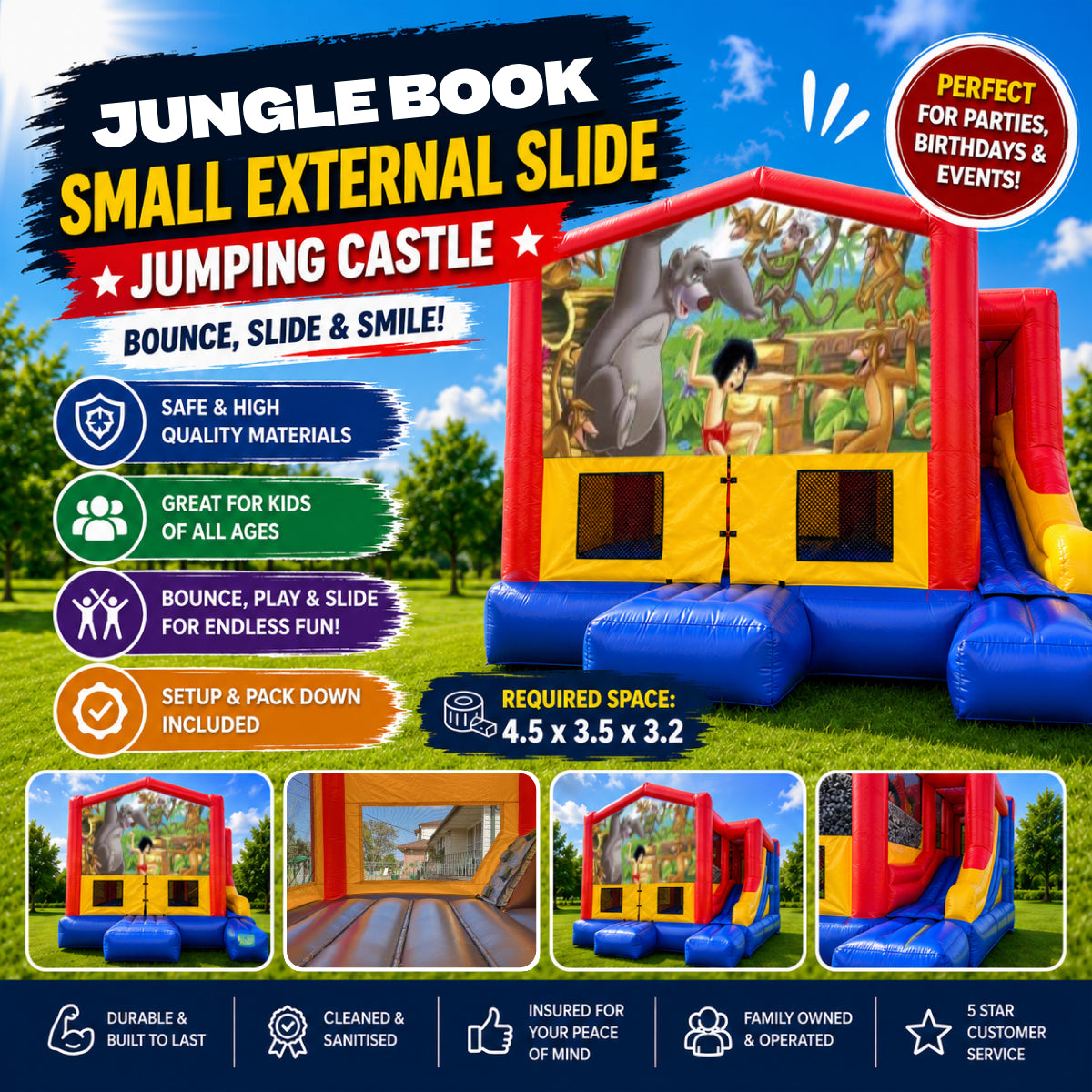 Jungle Book  Small External Slide Jumping Castle