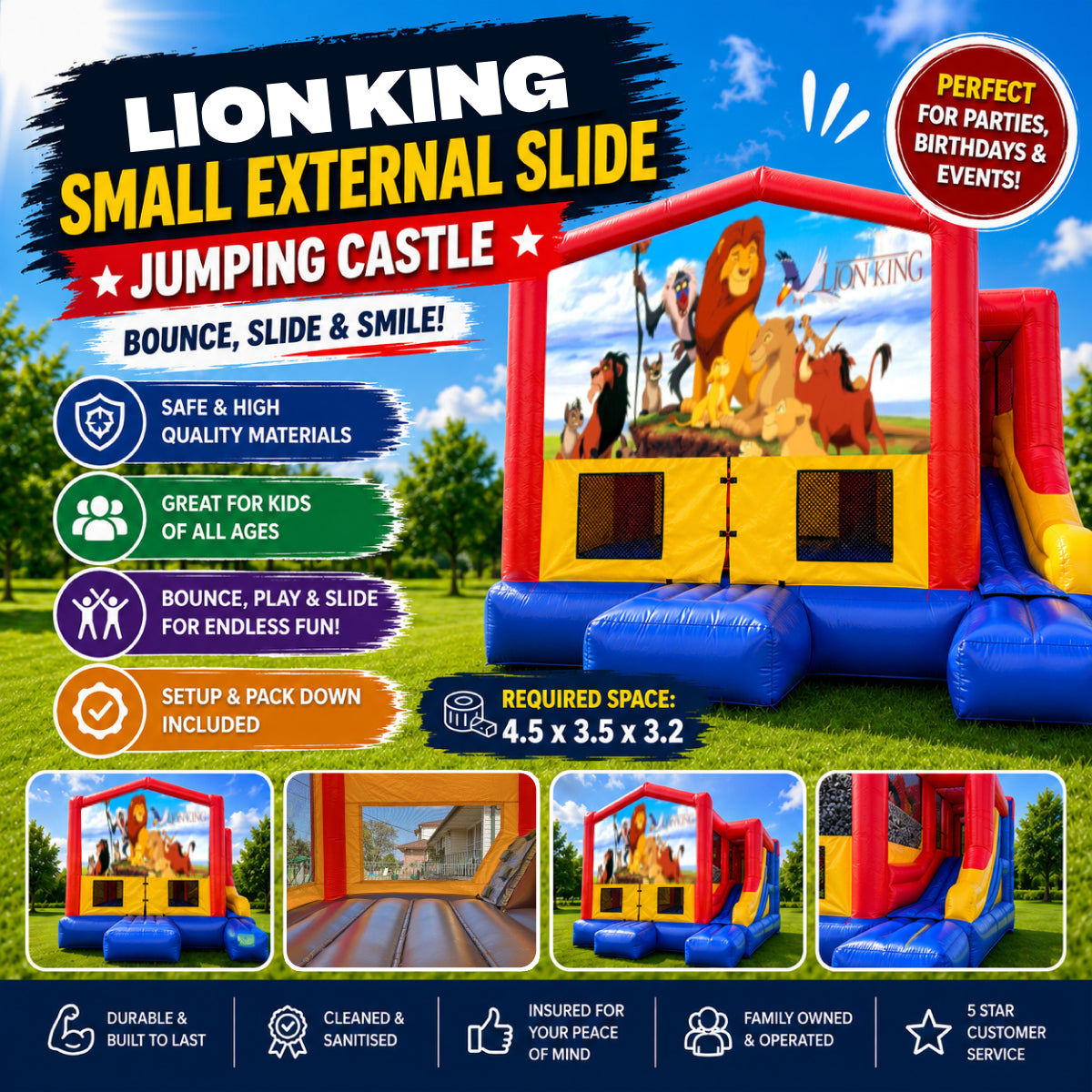 Lion King Small External Slide Jumping Castle