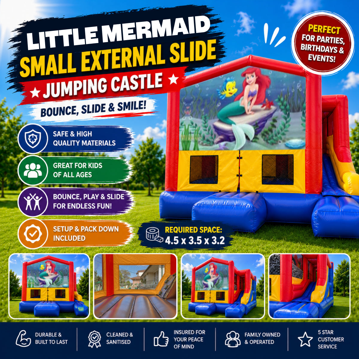 Little Mermaid Small External Slide Jumping Castle