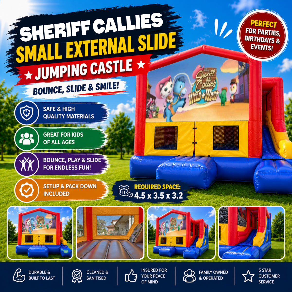 Sheriff Callies Small External Slide Jumping Castle