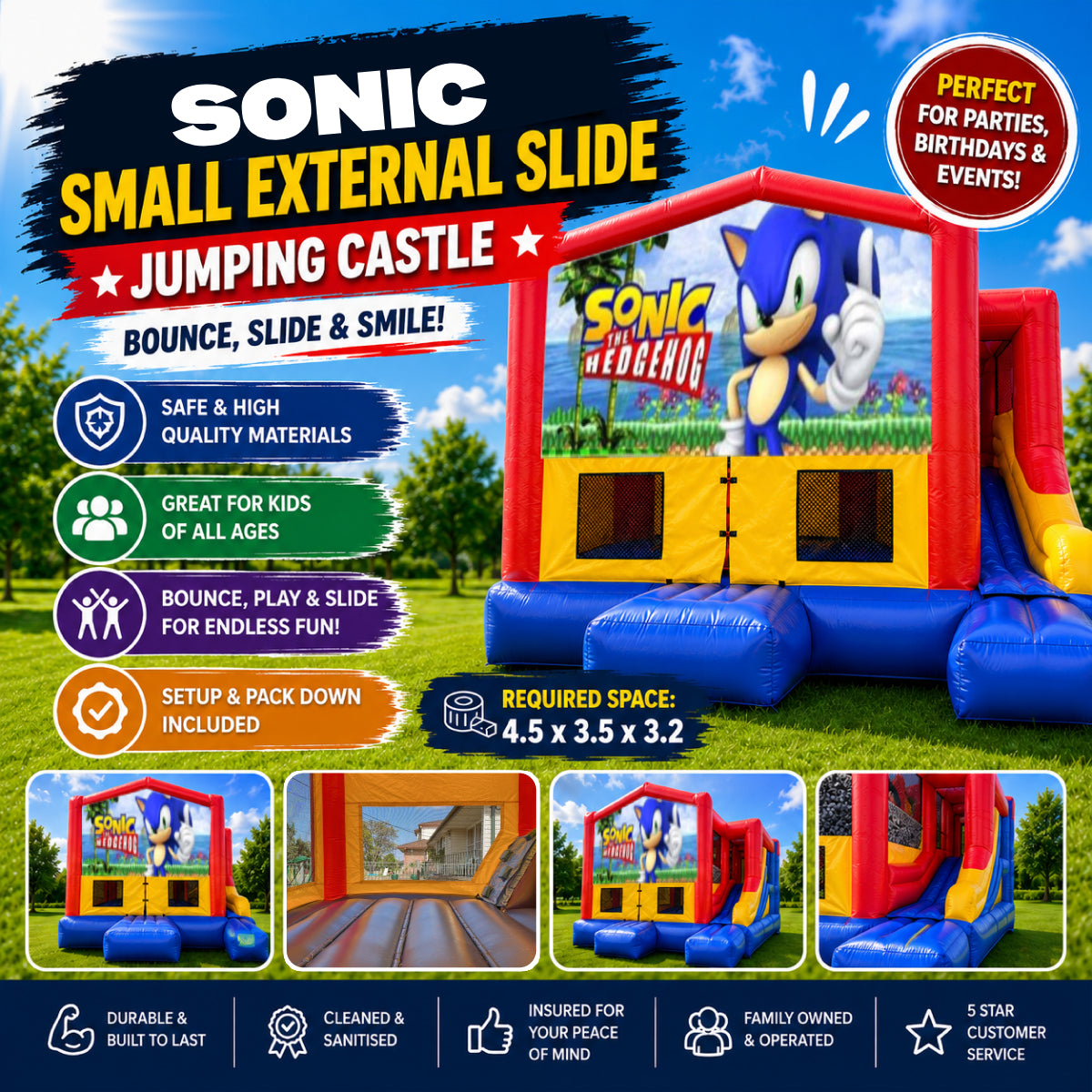 Sonic Small External Slide Jumping Castle