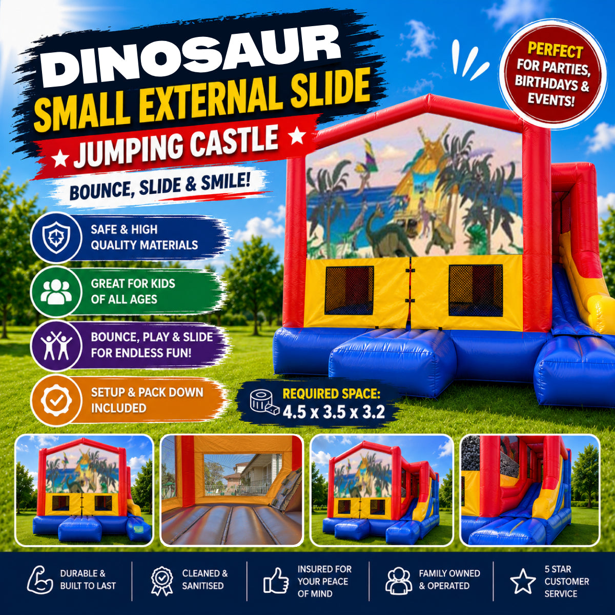 Dinosaur #1 Small External Slide Jumping Castle