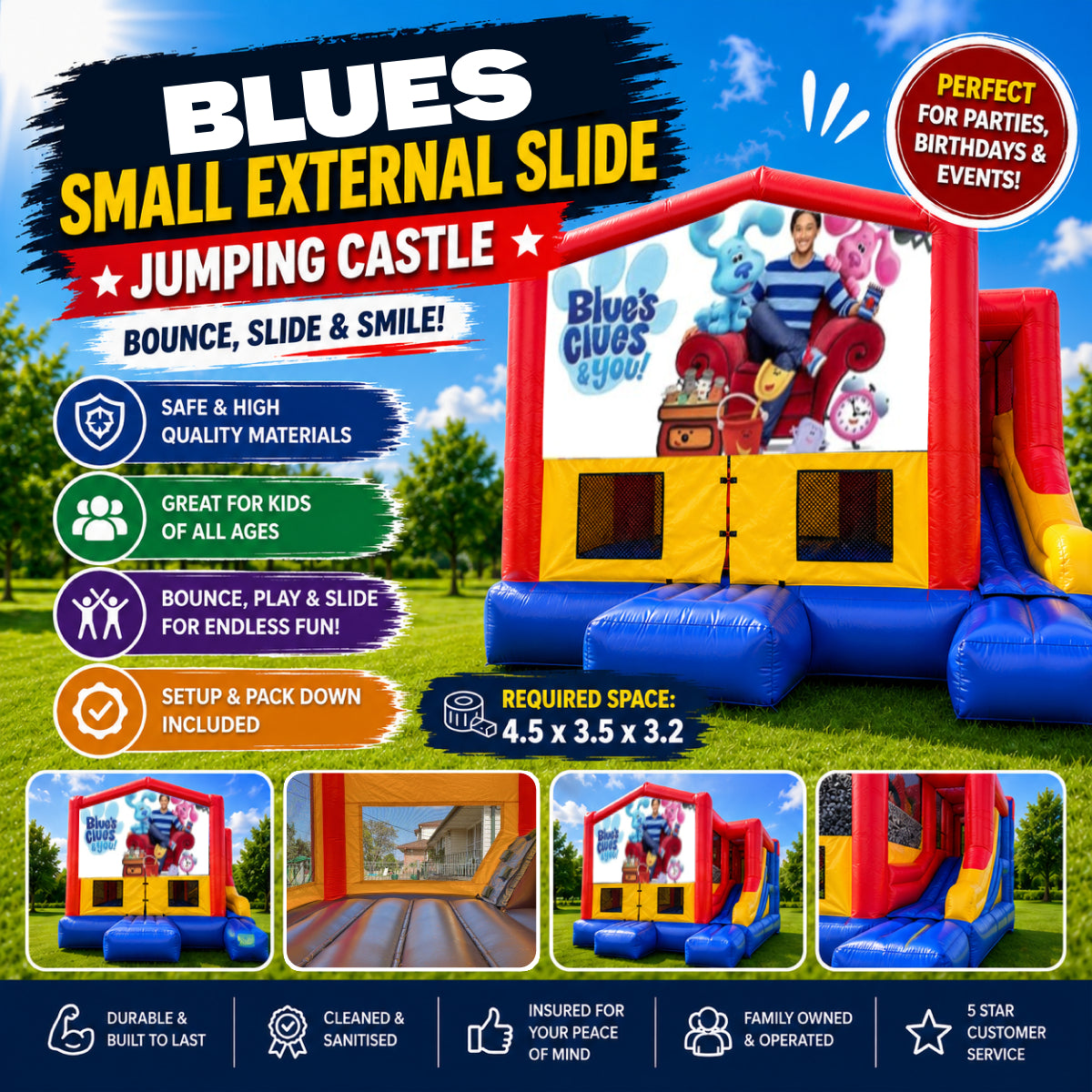 Blues Clues #2 Small External Slide Jumping Castle