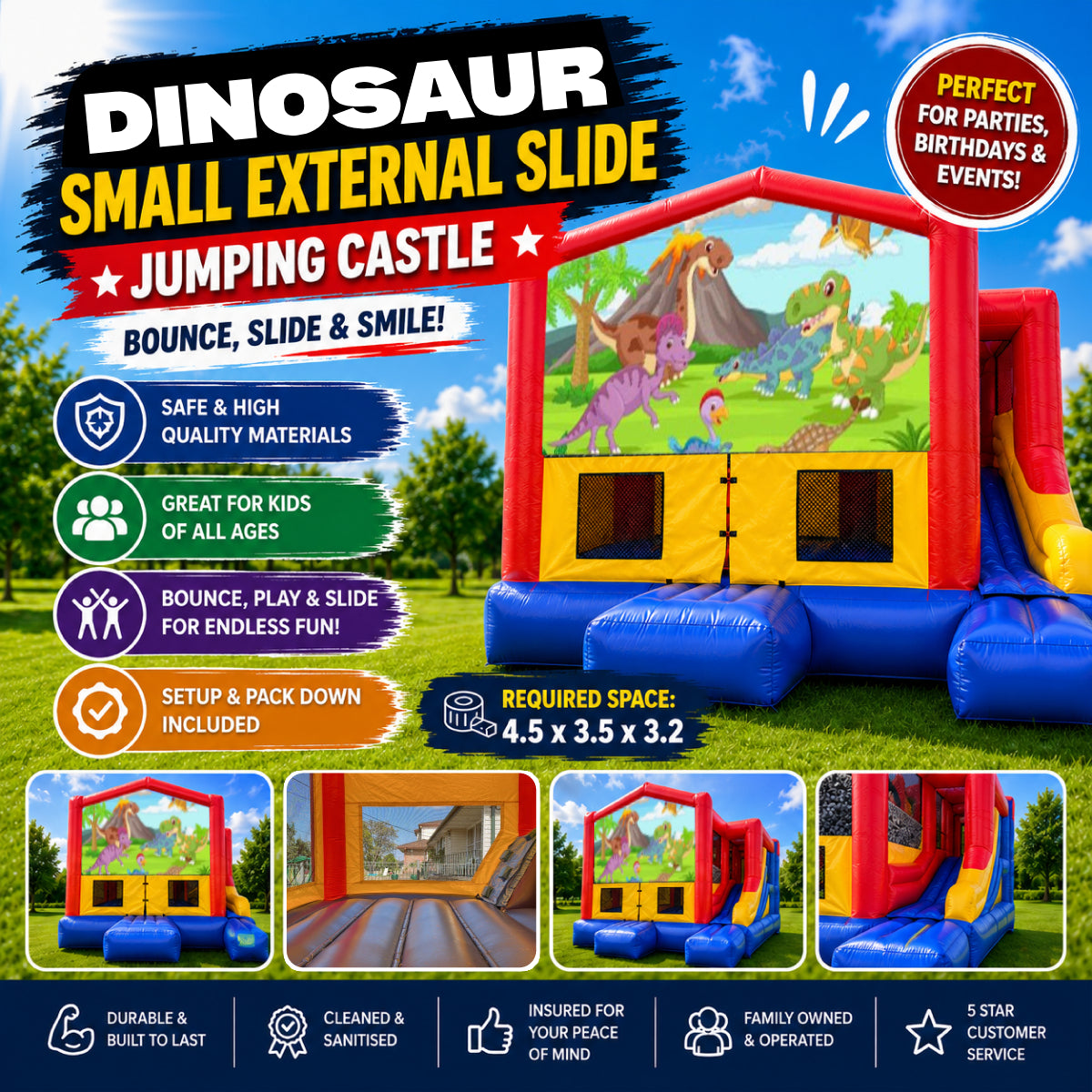 Dinosaur #2 Small External Slide Jumping Castle