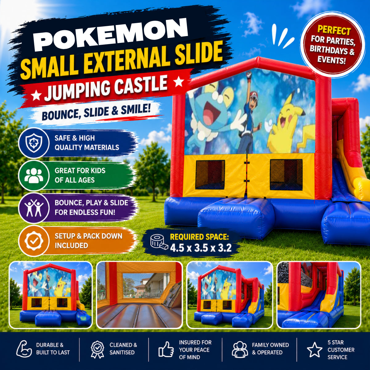 Pokemon Small External Slide Jumping Castle