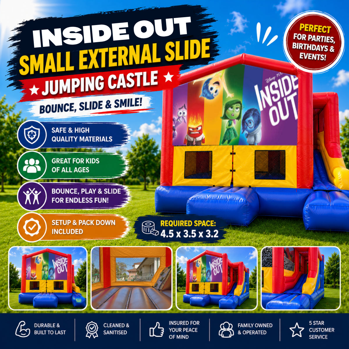 Inside Out Small External Slide Jumping Castle