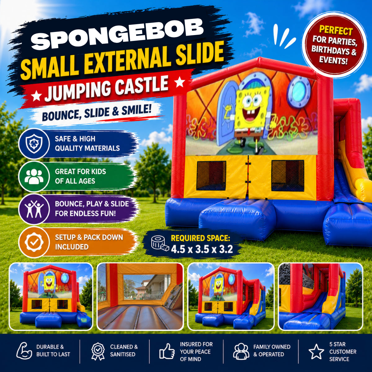 Spongebob Small External Slide Jumping Castle