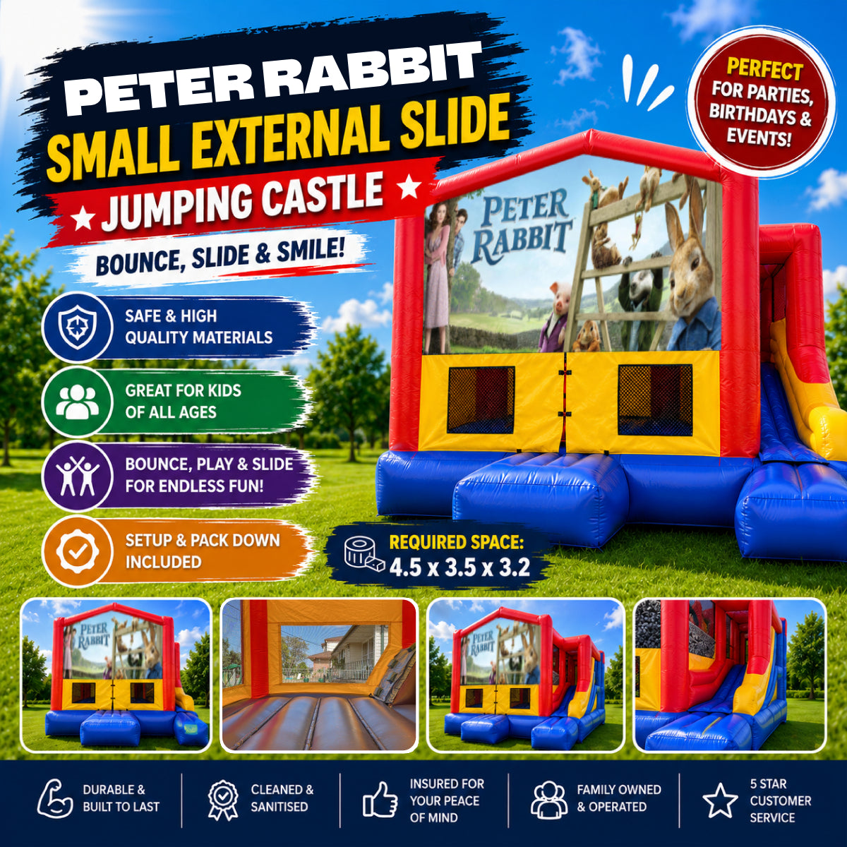 Peter Rabbit Small External Slide Jumping Castle