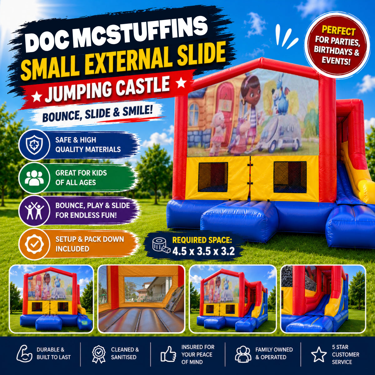 Doc Mcstuffins Small External Slide Jumping Castle