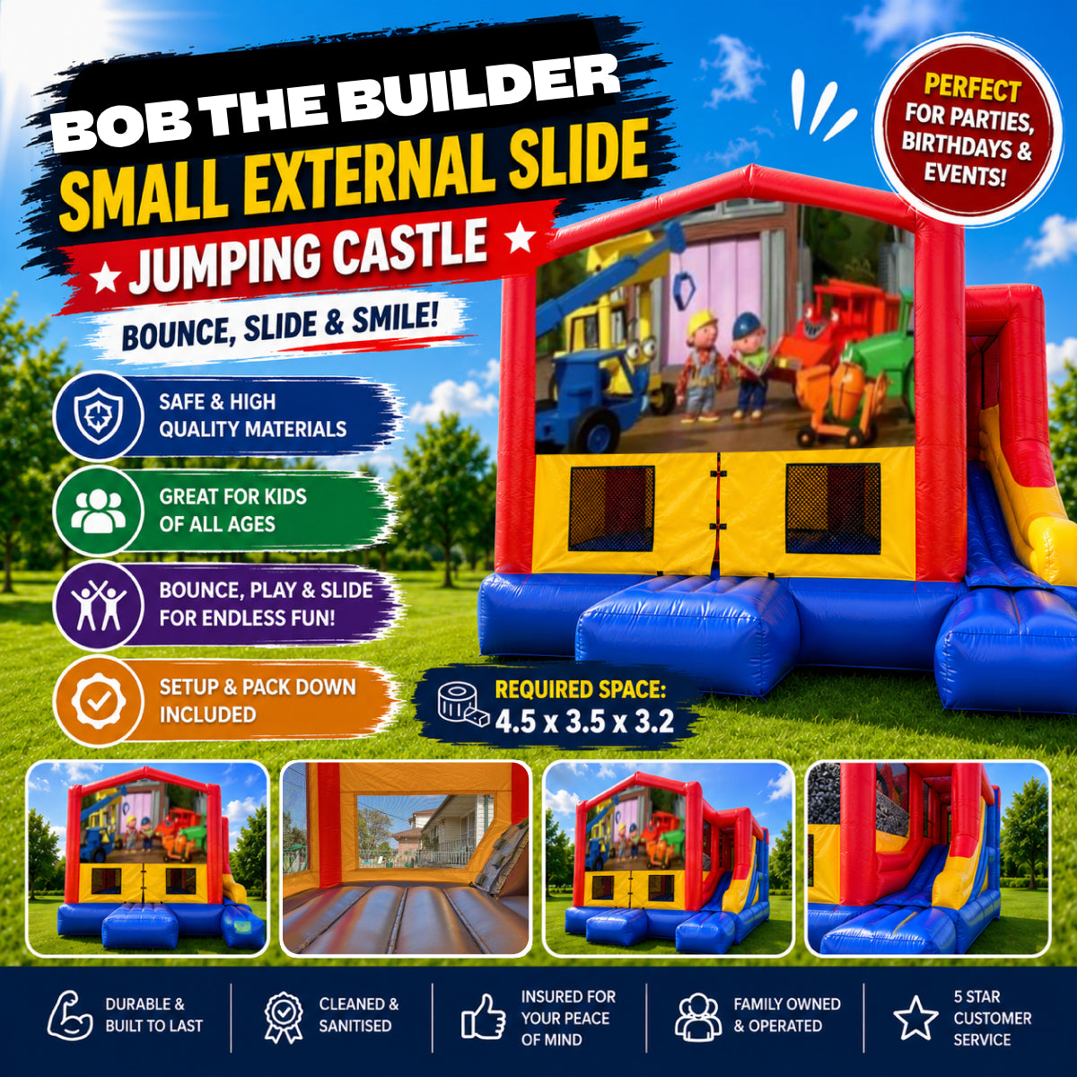 Bob the Builder Small External Slide Jumping Castle