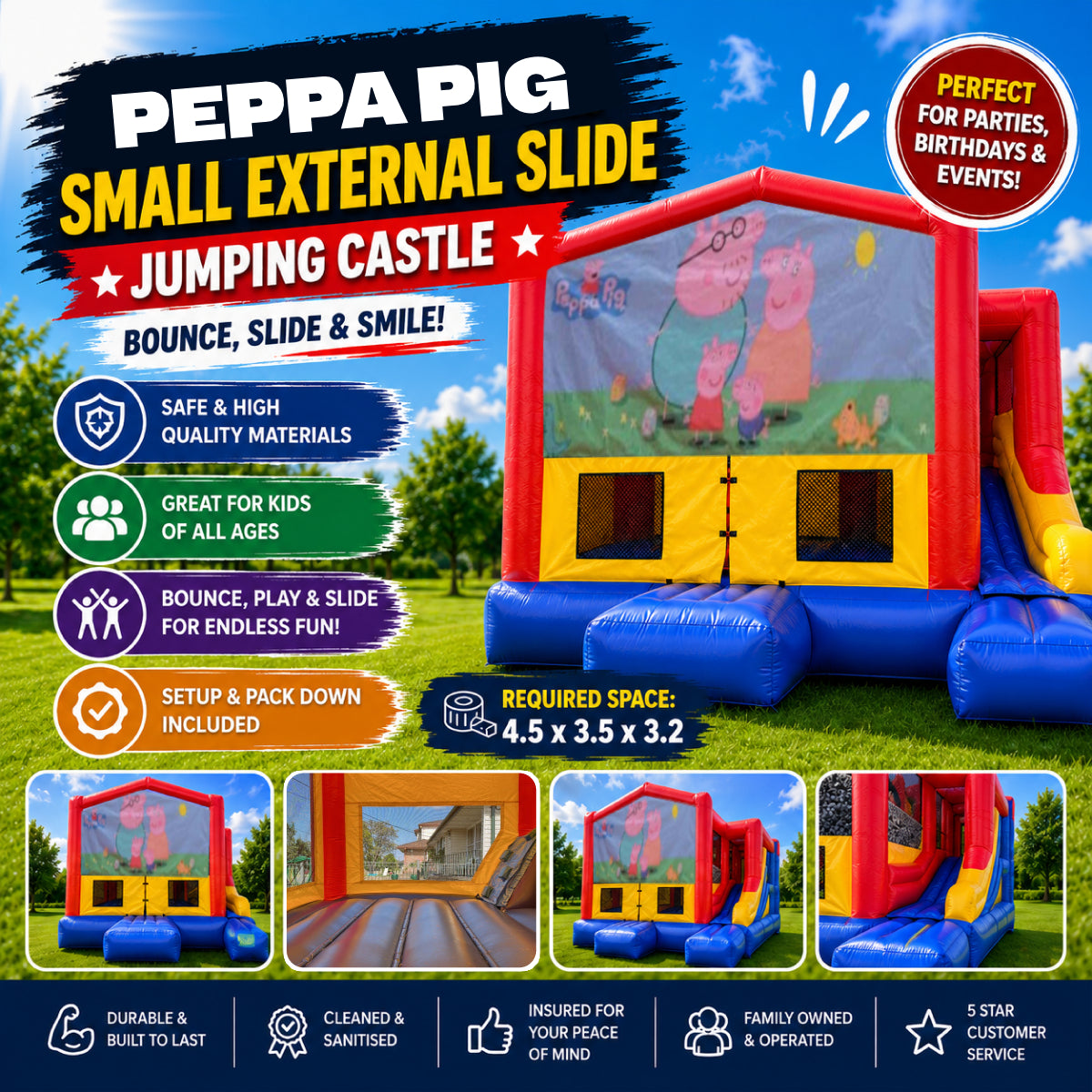 Peppa Pig Small External Slide Jumping Castle