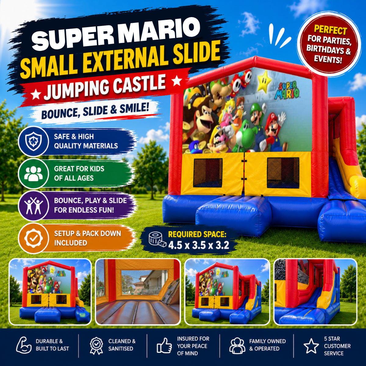 Super Mario Small External Slide Jumping Castle
