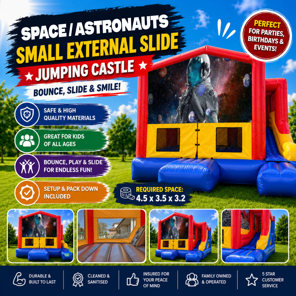 Space / Astronauts Small External Slide Jumping Castle