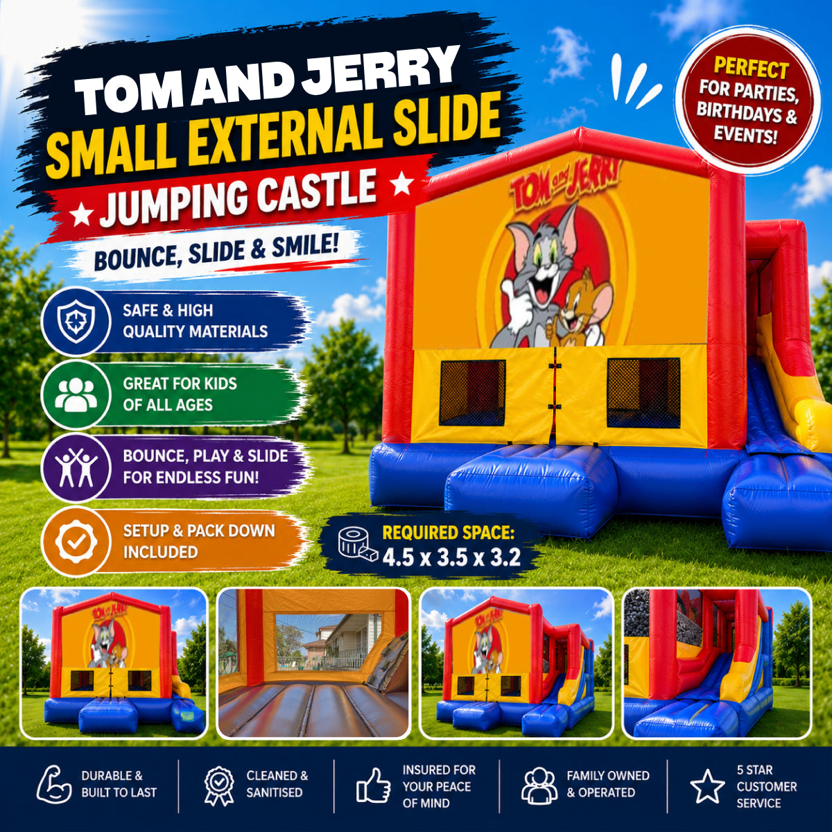 Tom And Jerry  Small External Slide Jumping Castle