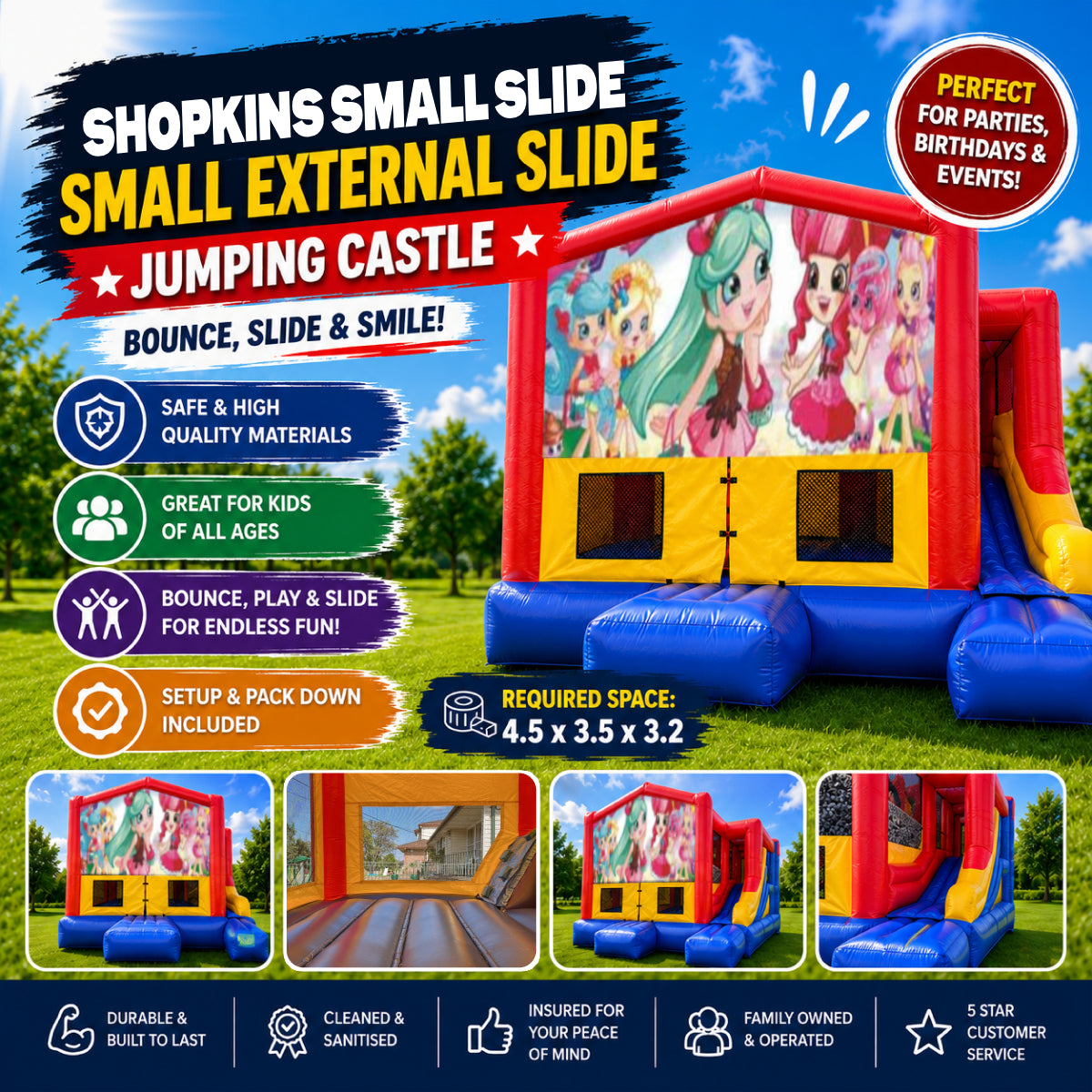 Shopkins Small External Slide Jumping Castle