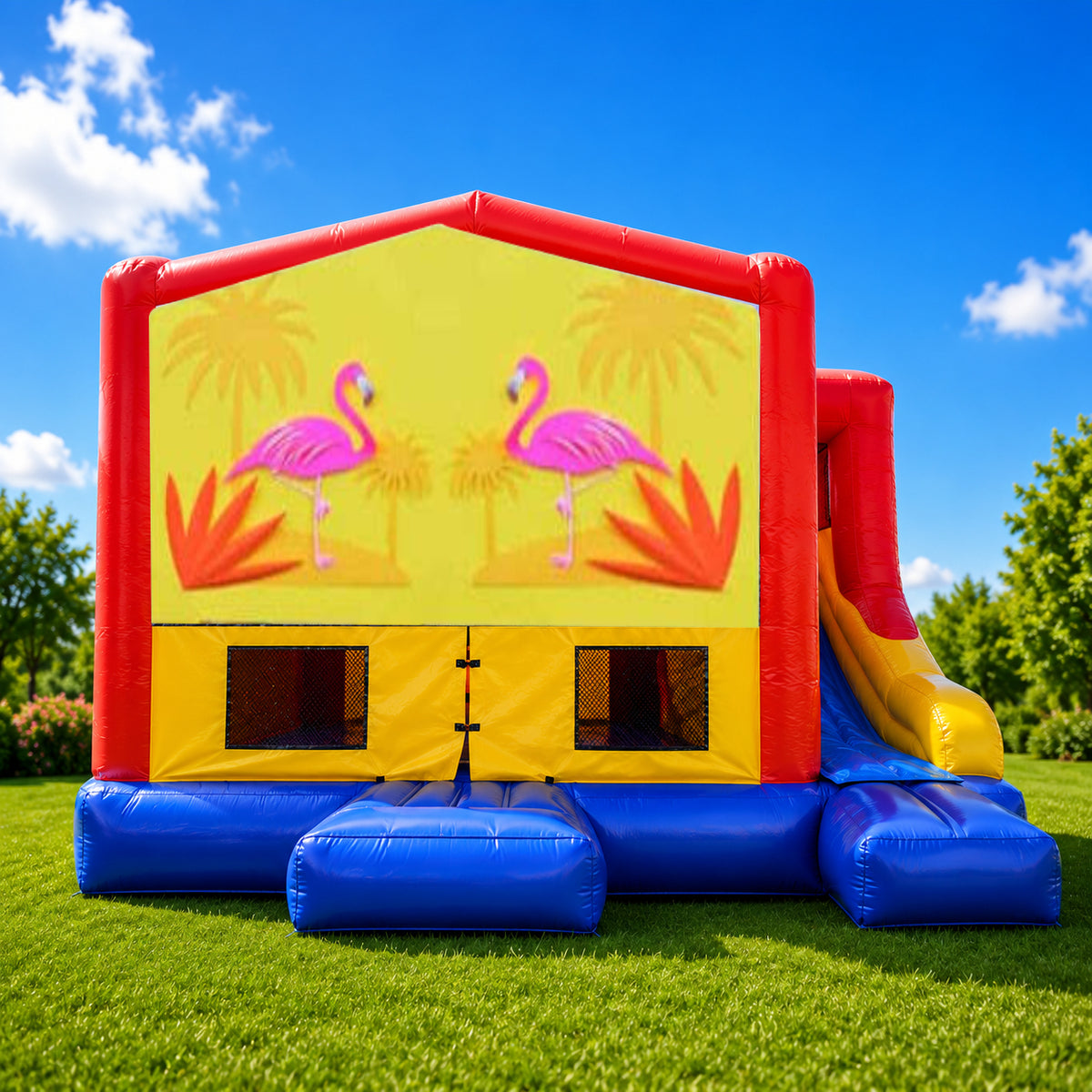 Flamingos Small External Slide Jumping Castle