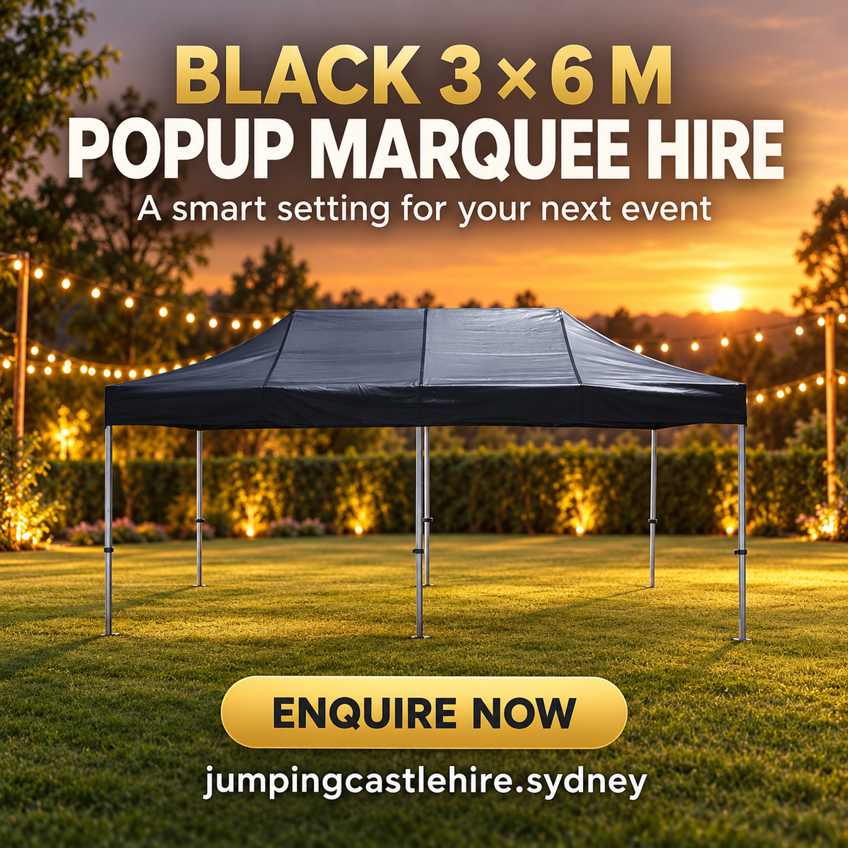 Black 3×6 Meter Popup Marquee