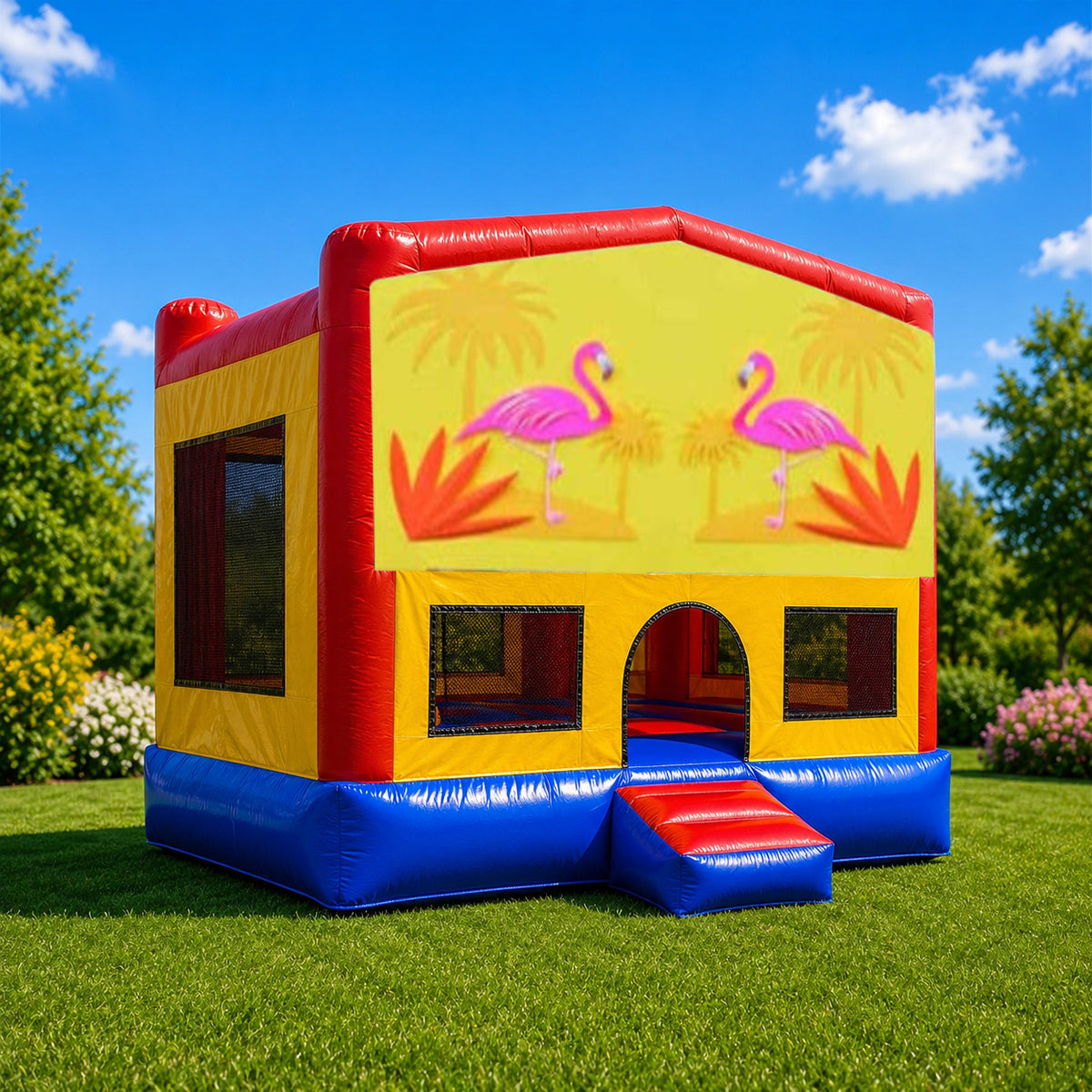 Flamingos Small Square Jumping Castle
