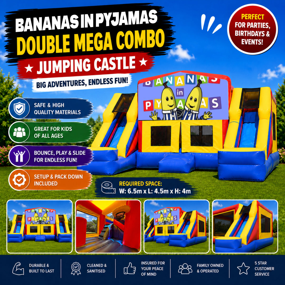 Bananas in Pyjamas Double Mega Combo Jumping Castle