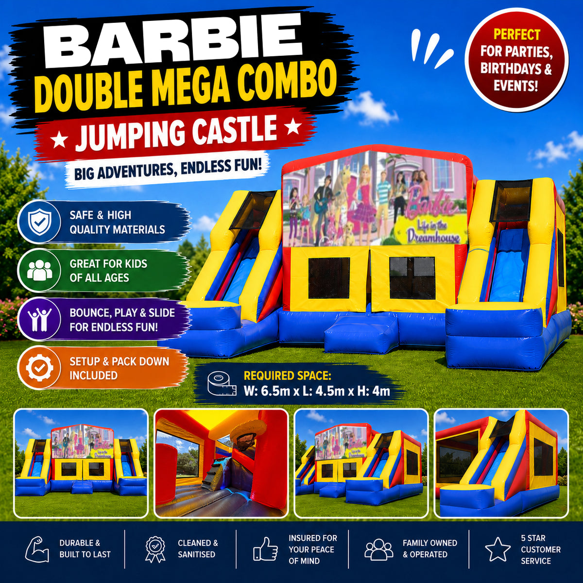 Barbie Double Mega Combo Jumping Castle