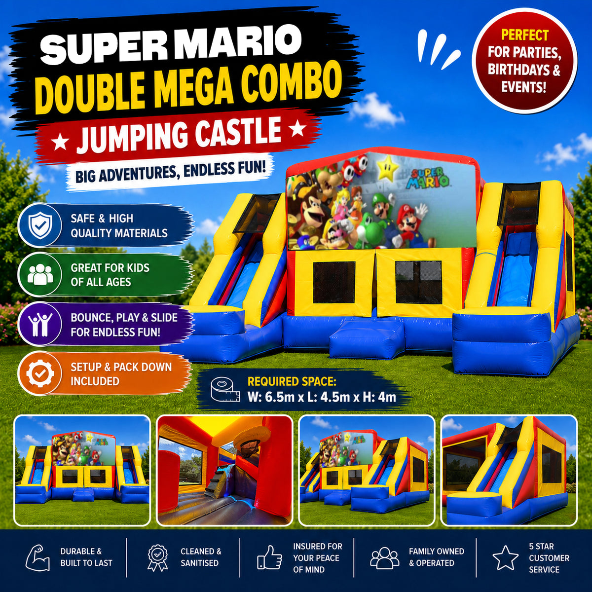 Super Mario Double Mega Combo Jumping Castle