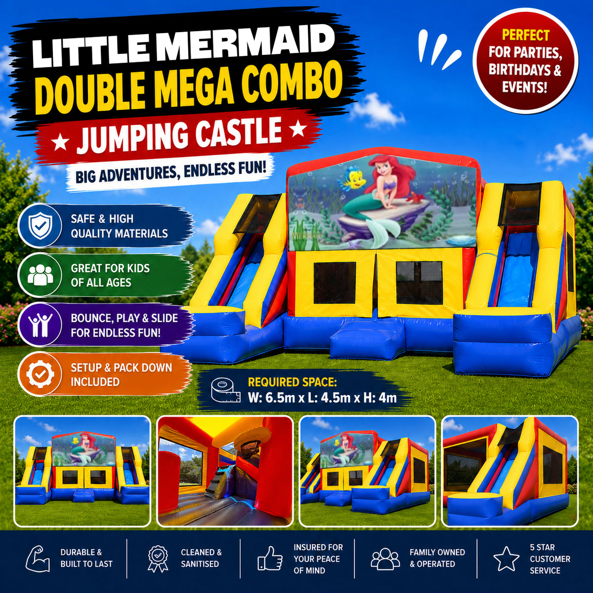 Little Mermaid Double Mega Combo Jumping Castle