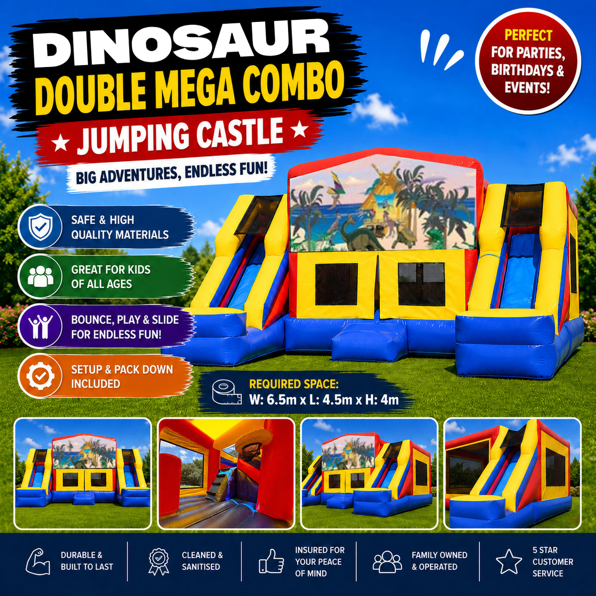 Dinosaur #1 Double Mega Combo Jumping Castle