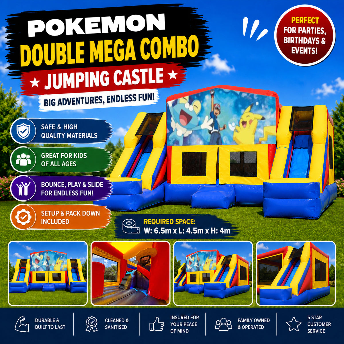 Pokemon Double Mega Combo Jumping Castle