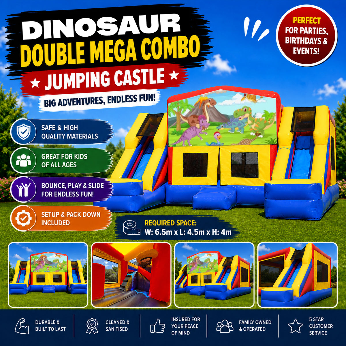 Dinosaur #2 Double Mega Combo Jumping Castle