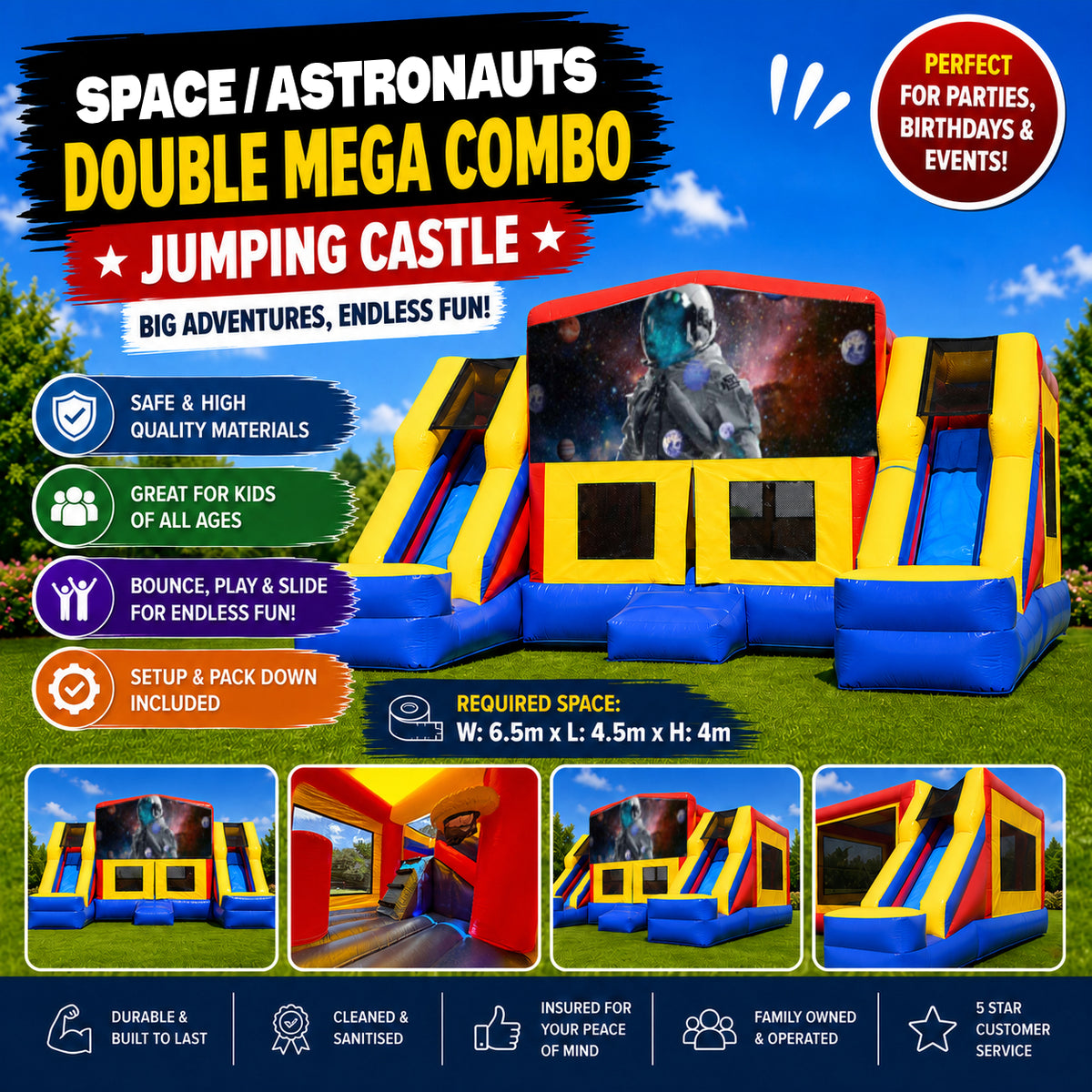 Space / Astronauts Double Mega Combo Jumping Castle