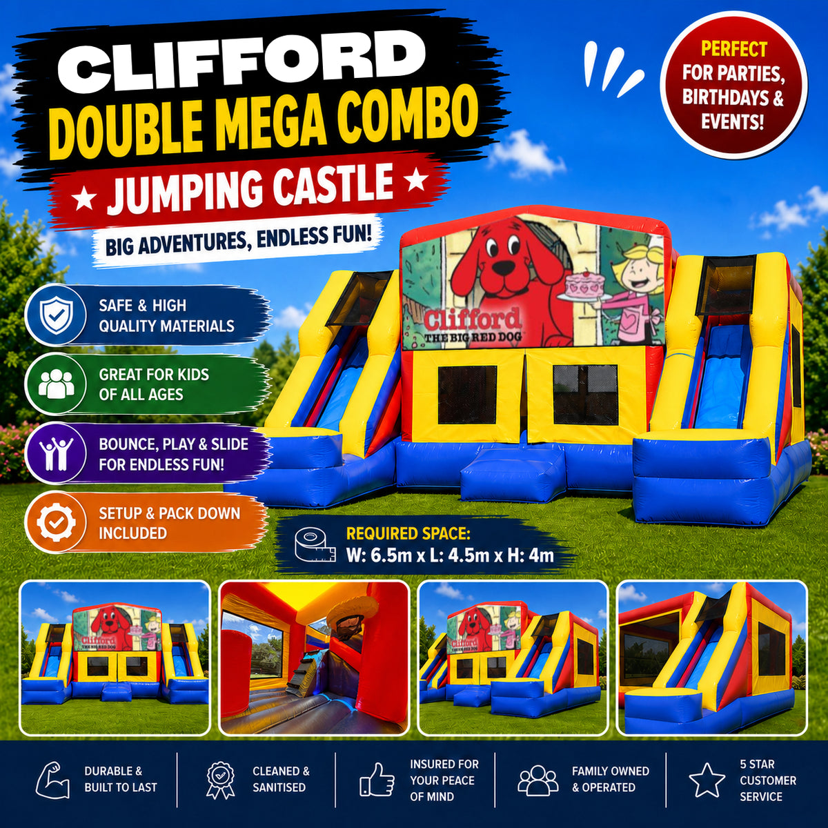 Clifford the Red Dog Double Mega Combo Jumping Castle