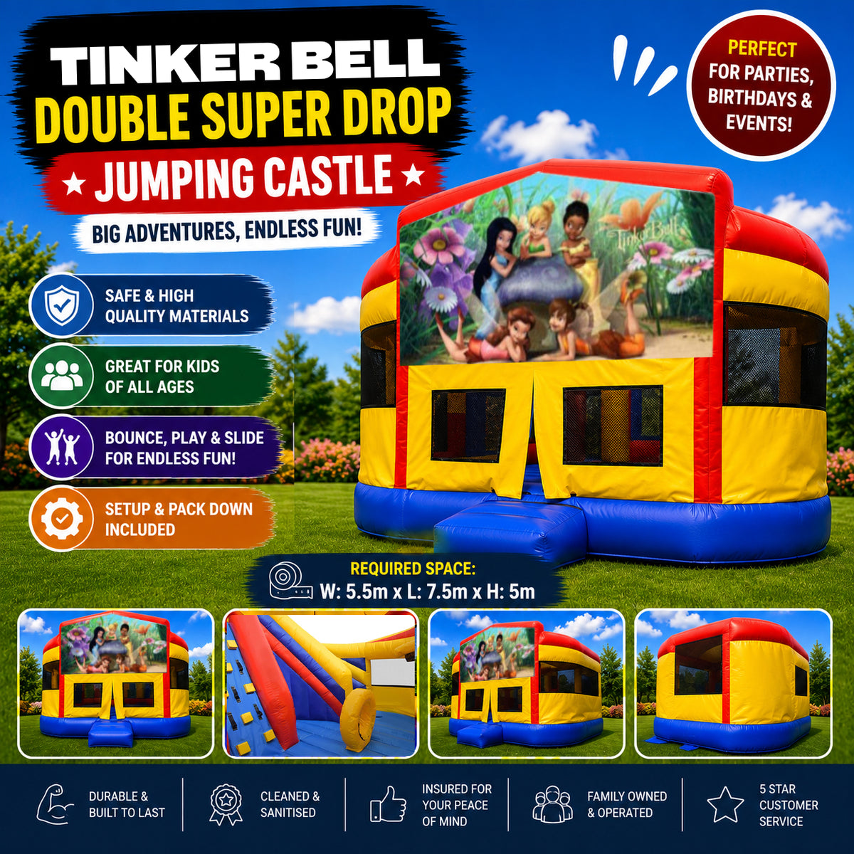 Tinker Bell Double Super Drop Combo Jumping Castle