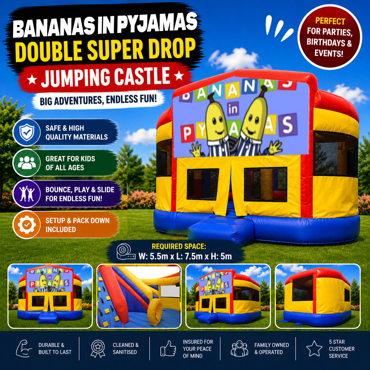 Bananas in Pyjamas Double Super Drop Combo Jumping Castle