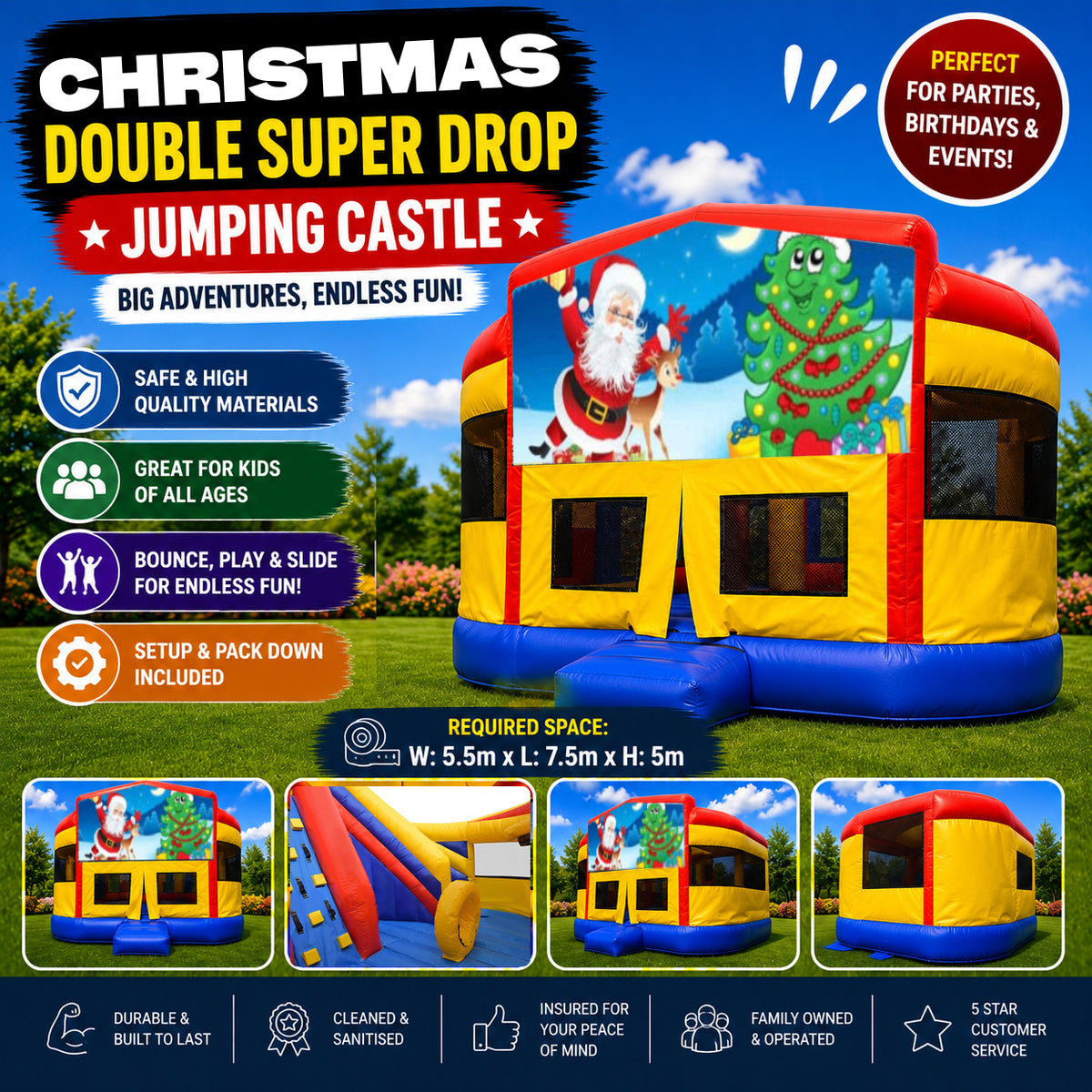 Christmas #2 Double Super Drop Combo Jumping Castle