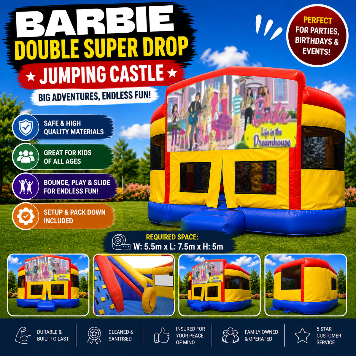 Barbie Double Super Drop Combo Jumping Castle