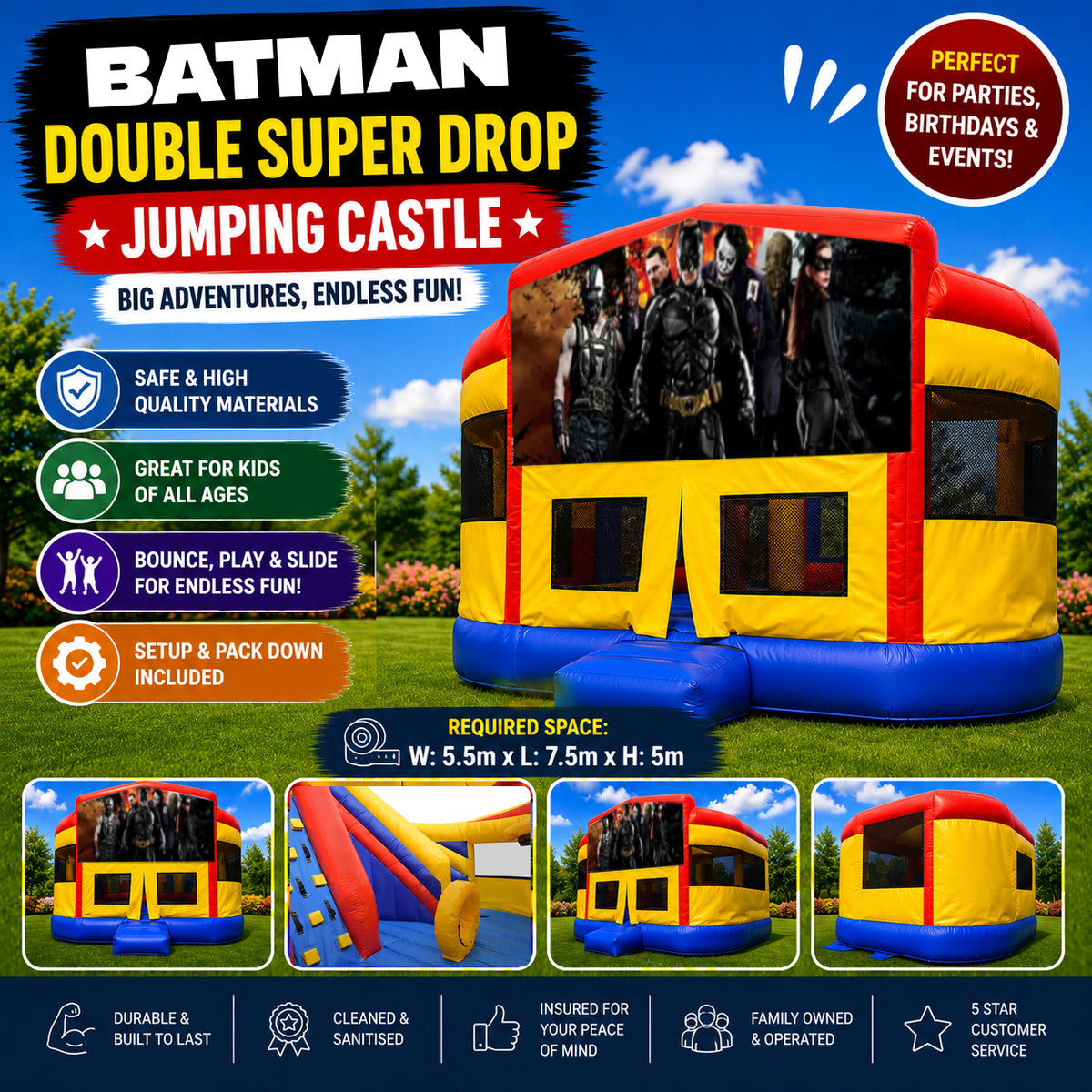 Batman Double Super Drop Combo Jumping Castle