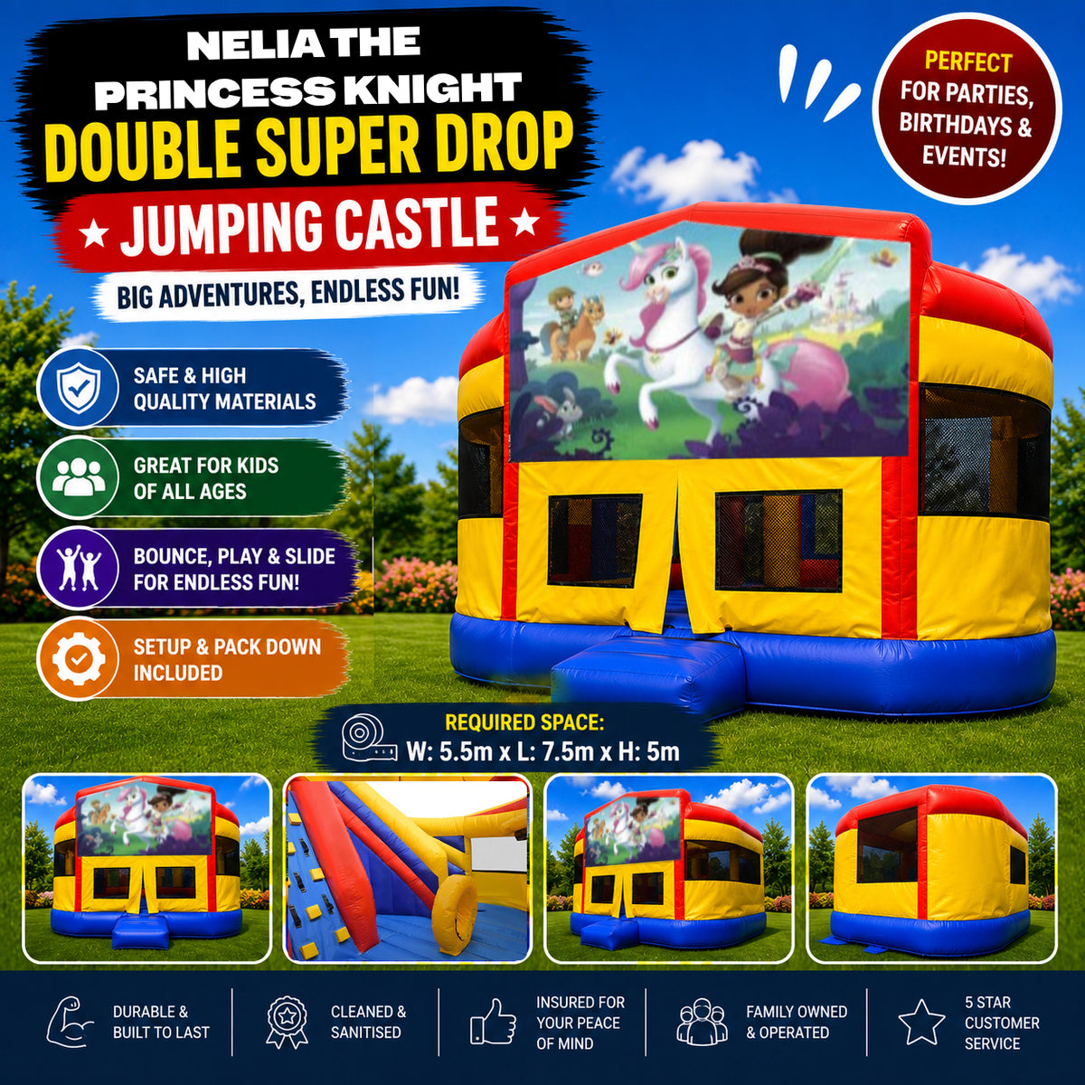 Nelia the Princess Knight Double Super Drop Combo Jumping Castle