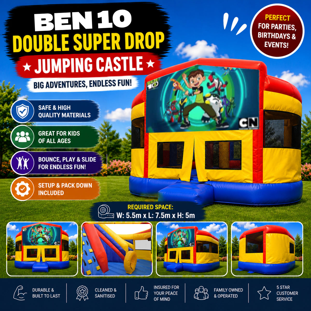 Ben10 Double Super Drop Combo Jumping Castle