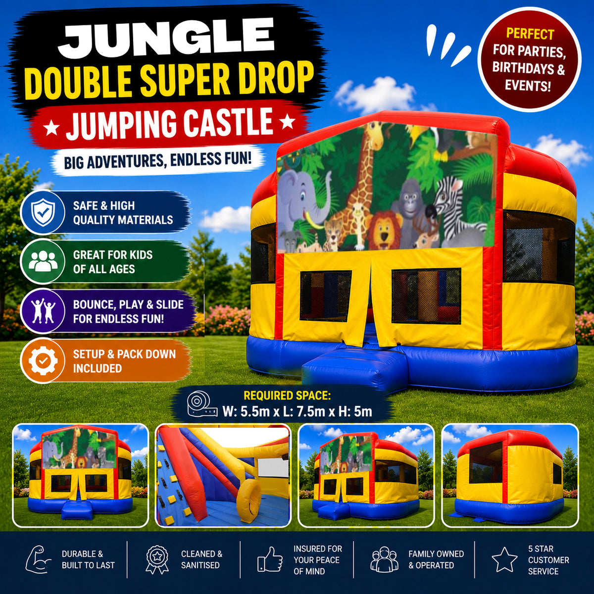 Jungle Double Super Drop Combo Jumping Castle