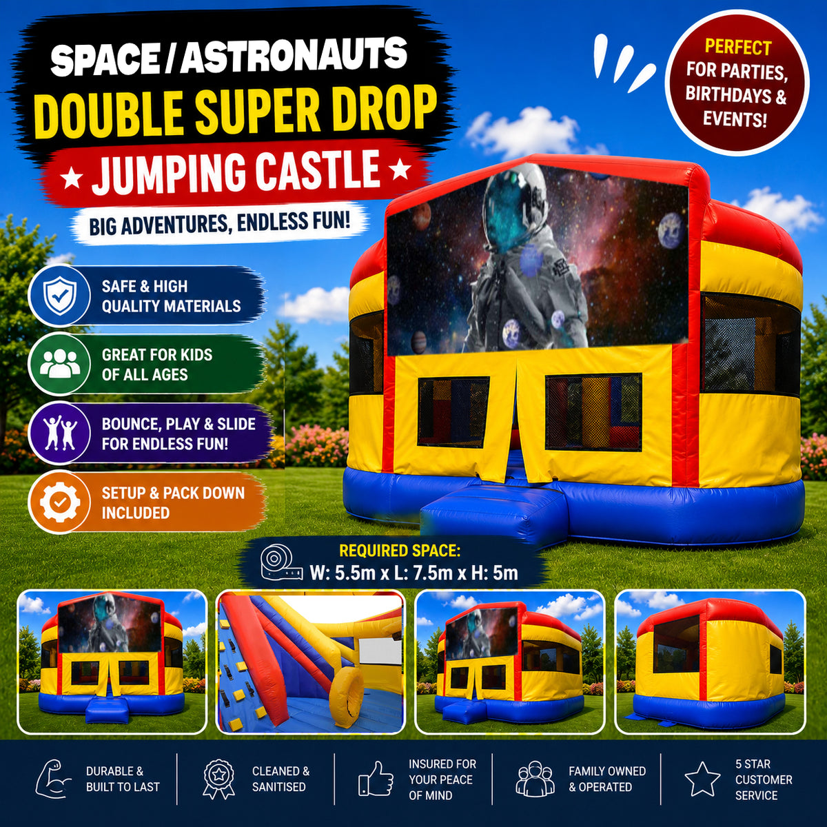 Space / Astronauts Super Drop Combo Jumping Castle
