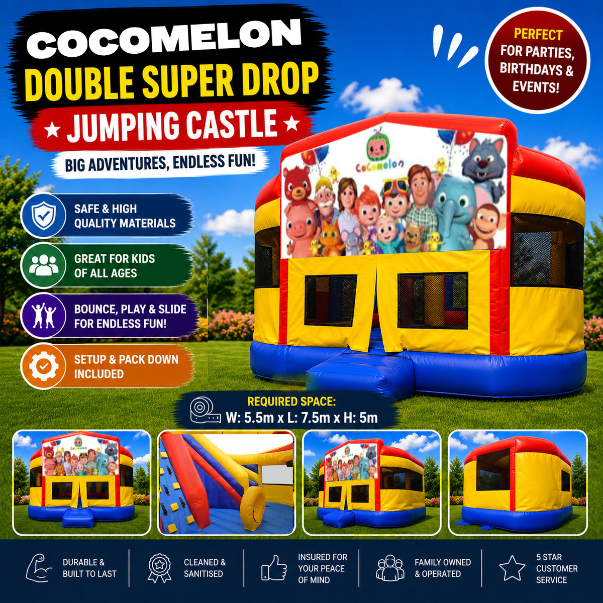 Cocomelon Double Super Drop Combo Jumping Castle